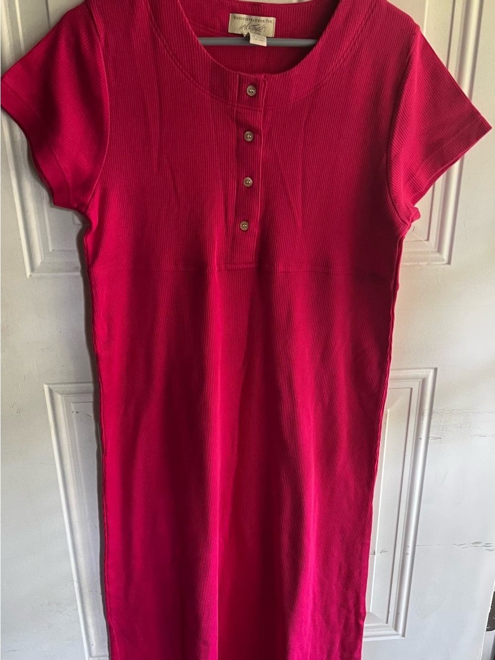 Vintage Liz Claiborne Pink Ribbed Knit Dress | Women’s Medium